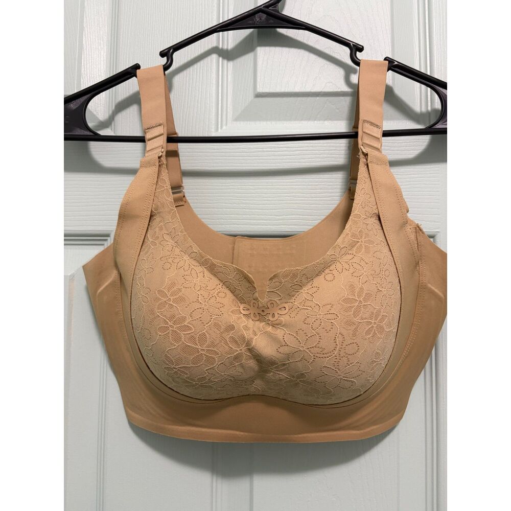 Beige Full--Coverage wireless Lift Bra-Size XL